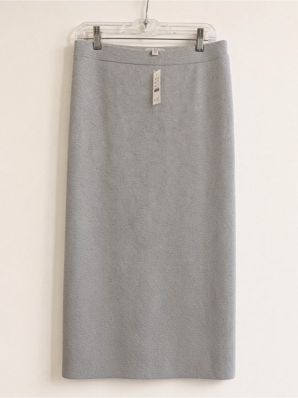 J. Crew Light Gray Pencil Midi Skirt Luxurious knit size medium new tags